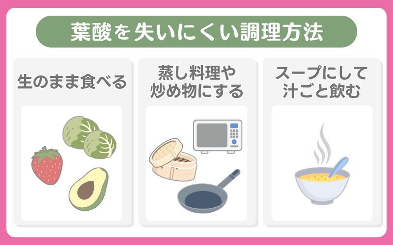葉酸を失いにくい調理方法