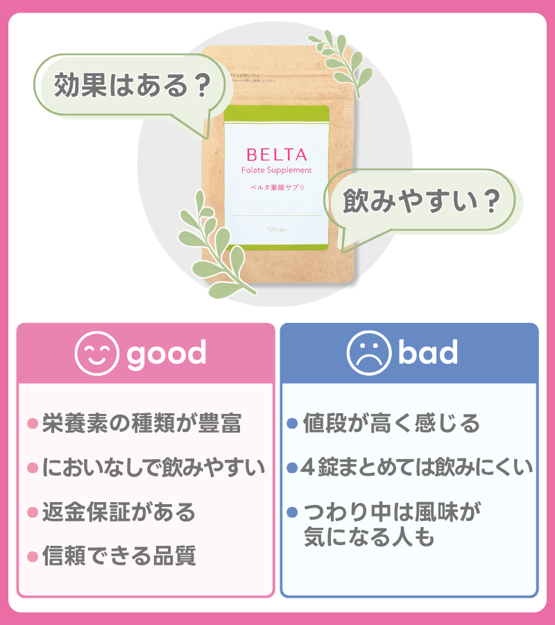 ベルタ葉酸サプリの口コミ評価