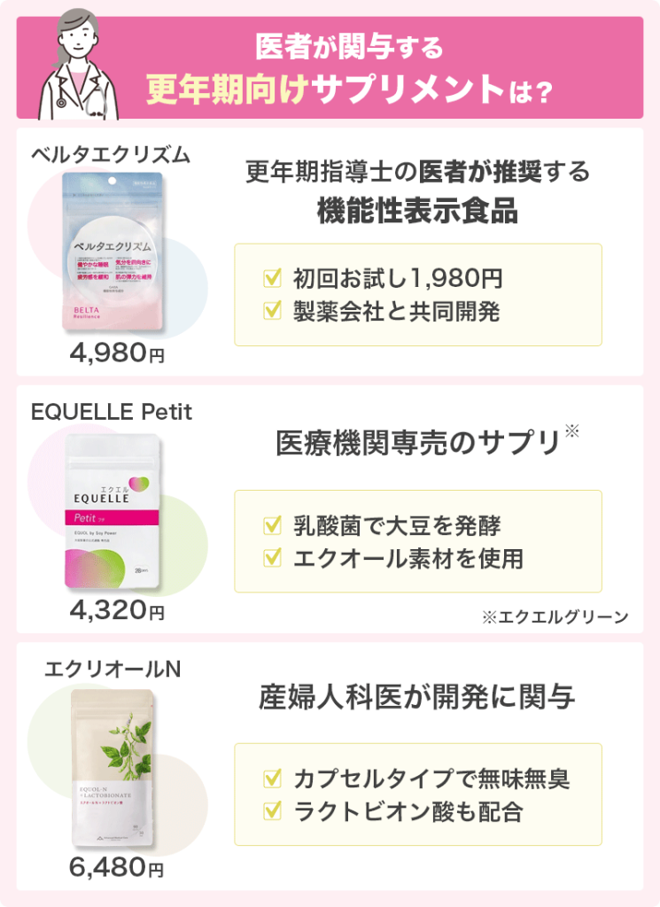 更年期向けサプリ14選!市販のおすすめは?医者監修のエクオールサプリも紹介